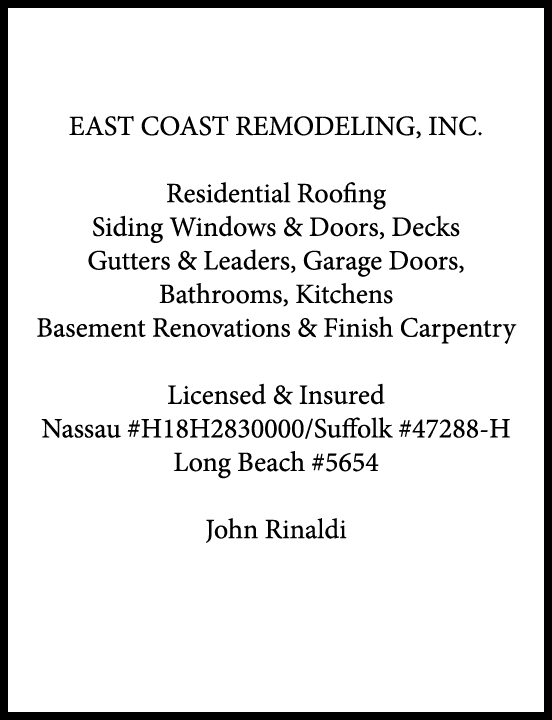 EAST COAST REMODELING, INC. Residential Roofing Siding Windows & Doors, Decks Gutters & Leaders, Garage Doors, Bathro...